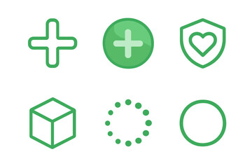 Obraz premium Basic green user interface symbols for web and mobile applications including add, security, and loading