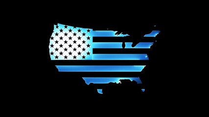 United States of America neon glowing map animation on black background, Animated usa contiguous lower u.s. state neon map - Powered by Adobe