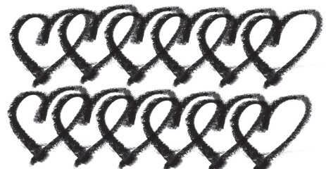 Playful Hand-Drawn Heart Pattern in Black and White