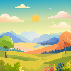 Obraz premium gradient background, colorful landscape wallpaper, spring summer autumn tropical concept, soft smooth texture, vector art
