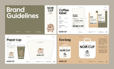 Brand identity guideline template for developing a cohesive visual identity for a coffee brand, pastry, bakery, restaurant, or cafe.