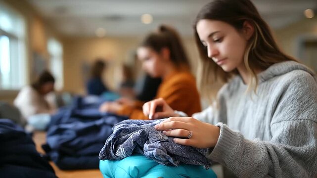 Student hands preparing for mission trip packing supplies faces not shown campus ministry service young adult mental wellness faith community adventure with copy space