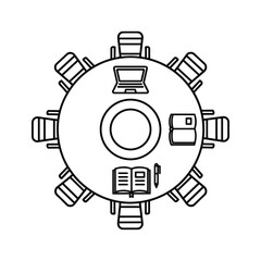 Outline icon of a conference badge and event pass with lanyard, ideal for business meetings, seminars, and expos.