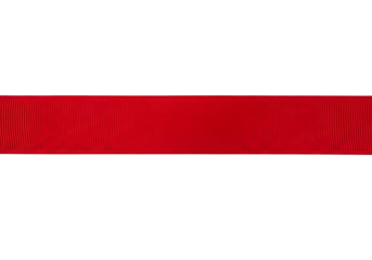 Bright red grosgrain ribbon with vertical ribbed texture across the center isolated on a transparent background