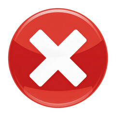 Obraz premium Red cross mark isolated on transparent background, a symbol of error, rejection, or cancellation