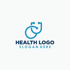 stethoscope simple logo design template, medical icon concept