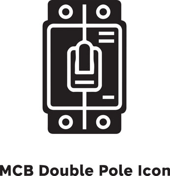 MCB Double Pole Icon | Electrical Circuit Breaker Symbol | Safety Protection Vector