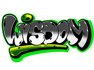 Graffiti Wisdom, illustration of the letter Wisdom with a cool, simple graffiti pattern and bright color