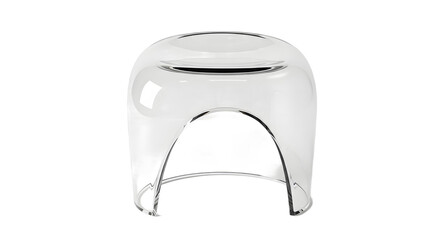 Close up of a clear plastic dome on a white background studio shot on transparent background