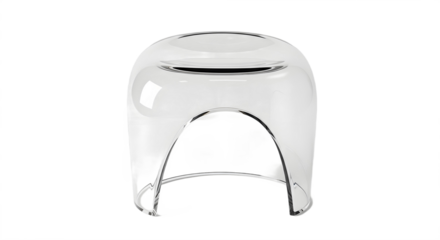 Close up of a clear plastic dome on a white background studio shot on transparent background