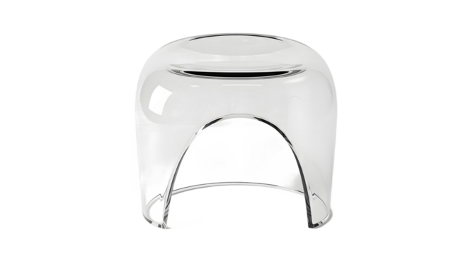 Close up of a clear plastic dome on a white background studio shot on transparent background