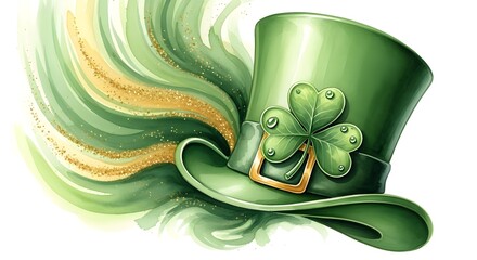 Leprechaun hat with shamrock isolated on white background for st patricks day