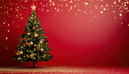 Celebrating christmas cheer with a beautifully decorated tree festive atmosphere holiday season indoor setting captivating viewpoint magical concept for joyful celebrations