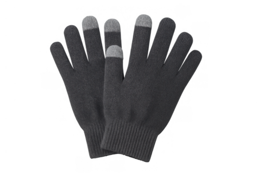 Dark grey warm touchscreen winter gloves with special fingertip fabric allowing smartphone and tablet use