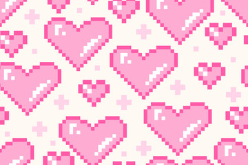 Valentine day valentine seamless pattern with pixel heart design for fabric, cotton, wallpaper, satin all types of print textile and background