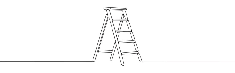 Continuous one line drawing of a stepladder. Concept of home improvement, repair, or construction