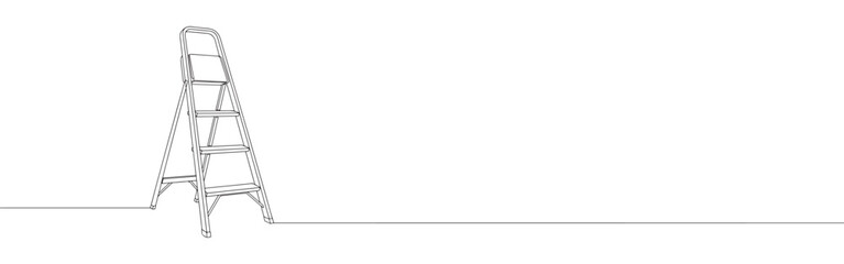 Continuous one line drawing of a stepladder. Concept of home improvement, repair, or construction