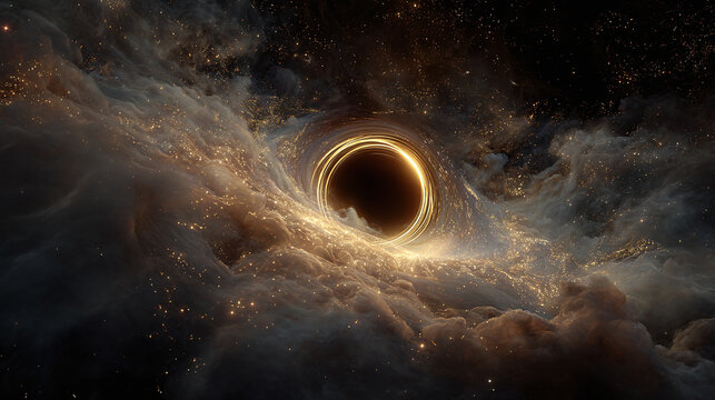 Cosmic portal with swirling stellar dust, a luminous gateway in the fabric of space, beckoning towards uncharted realms and celestial mysteries. - Powered by Adobe