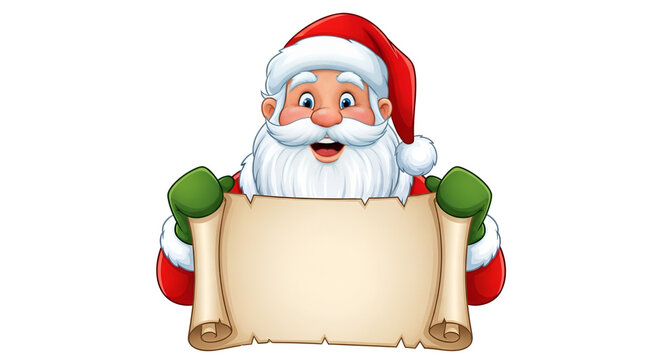 Santa Claus Father Christmas Scroll Sign Cartoon