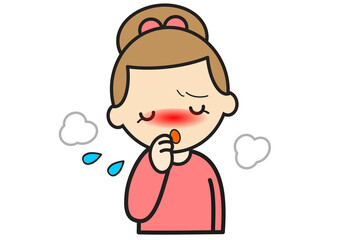 咳をする白人の女の子