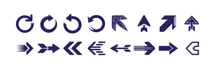 Stylized Arrow Icon Pack, Modern Blue Directional Vectors for UI, Navigation & Digital Interfaces