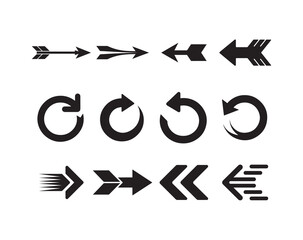 Modern Arrow Vector Set, Bold black Directional Icons for Navigation, Download & UI Design