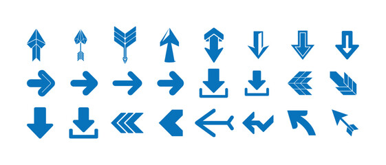 Blue Arrow Icon Set, Clean Minimal Directional Vector Graphics for UI, Apps and Infographics