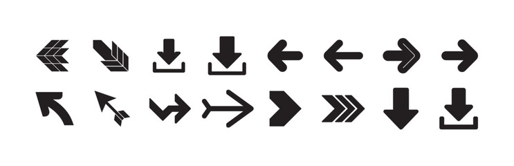 Arrow Icon Collection, Modern Directional Vector Symbols for Navigation, UI and Downloads
