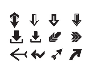 Modern Arrow Vector Set, Bold black Directional Icons for Navigation, Download & UI Design