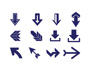 Blue Arrow Icon Set, Clean Minimal Directional Vector Graphics for UI, Apps and Infographics