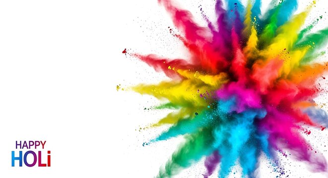 Celebrate Holi with vibrant colorful powder explosion, perfect for festive designs and joyful promotions, spreading happiness and cultural cheer!