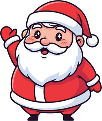 Cute cartoon santa claus waving hello isolated on white background