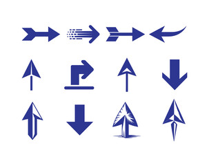 Modern Directional Arrow Icons Set – Blue Vector Arrow Shapes Collection
