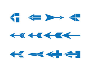 Blue Directional Arrow Icon Set, Modern Vector Arrows Collection for Navigation & UI Design