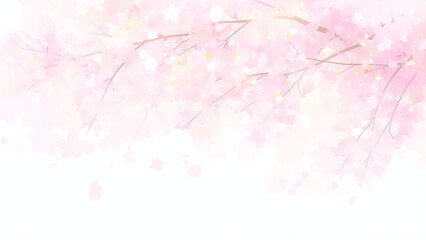 Obraz premium ふんわりとした水彩風の桜の背景イラスト