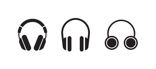 Music Headphone Silhouette Icon Pack, Modern Black Symbols, vector illustration eps 10.