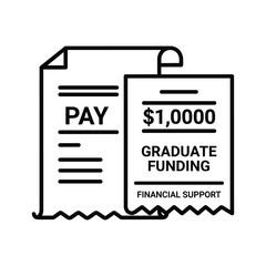 Graduate funding financial support payment document icon, symbolizing academic aid for university students.