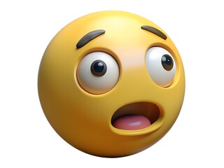 Fototapeta premium Shocked and surprised yellow emoji face with wide eyes and open mouth expressing disbelief and astonishment