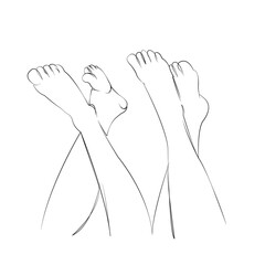 One continuous line drawing on white isolated background. Minimalism linear illustration. leg, woman, skin, person, female, young, beauty, beautiful, body, girl