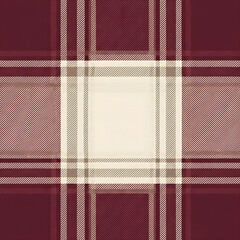 Burgundy Plaid Fabric Pattern with Cream Square