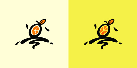 Minimalist Orange Logo with Fruit Slice Icon
