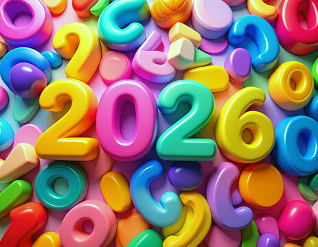 2026: A vibrant and playful visual that spells out the year 2026 with colorful, stylized numerals. The design is full of zest and optimism, suggesting a look towards a new year.
