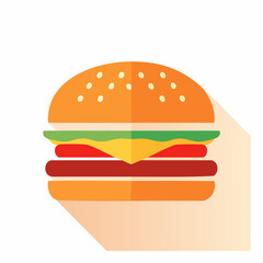 Colorful Flat Design Illustration of a Delicious Burger.