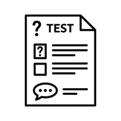 Questionnaire form with test questions and answer choices outline vector icon for quiz and survey design