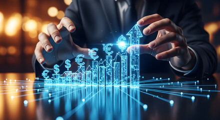 Bisnis Keuangan Digital Pertumbuhan Grafik Dengan Konsep Teknologi Canggih