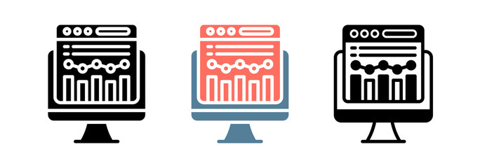 Web Analytics Icon Collection Set  Glyph & Mixed Style  