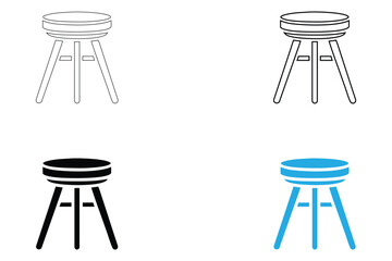 round table tool vector icon, tool with legs vector silhouette and line art