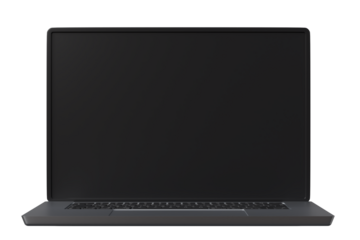 3d metal laptop with blank screen icon. workspace technology concept. Minimal cartoon notebook computer ultrabook for website header banner. isolated on white background. 3d render.