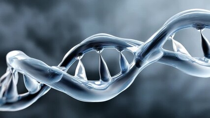 Dynamic double helix structure emerging from misty blue holographic layers, representing medical research, genetics, and futuristic healthcare - Powered by Adobe