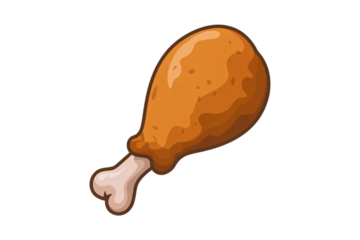 crispy cooked chicken drumstick with golden brown skin and bone